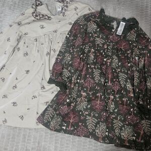 Floral Kids Dress Set - Cream and Black